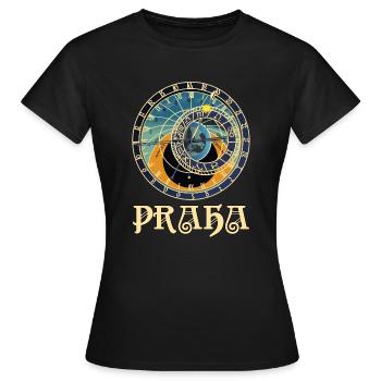 Praské orloj. Prag Prag Astronomische Uhr. - Frauen T-Shirt - Schwarz - Vorne - AI Model Female 172 dark (172cm)