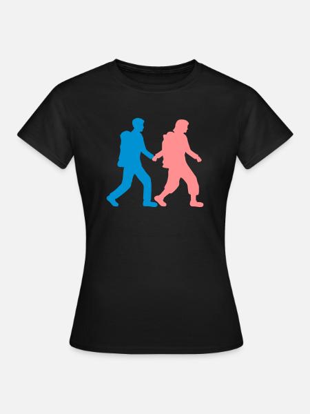 Paar geht wandern - Frauen T-Shirt - Schwarz