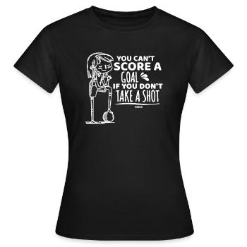 funny girls' football saying - Women's T-Shirt - black - Front - AI Model Female 172 dark (172cm)