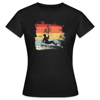 Rétro descente en rappel escalade canyoning grimpeurs - T-shirt Femme - noir - Devant - AI Model Female 172 dark (172cm)