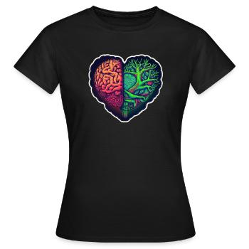 Le cerveau et le cœur ont fusionné - T-shirt Femme - noir - Devant - AI Model Female 172 dark (172cm)