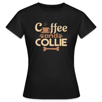 coffe and collie pet lover - Women's T-Shirt - black - Front - AI Model Female 172 dark (172cm)