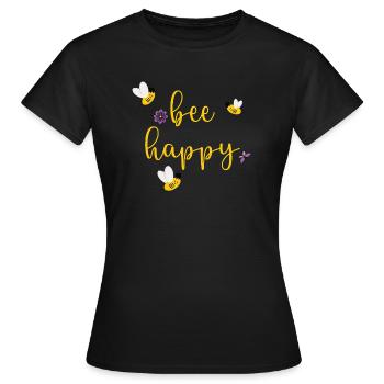 bee happy - Frauen T-Shirt - Schwarz - Vorne - AI Model Female 172 dark (172cm)