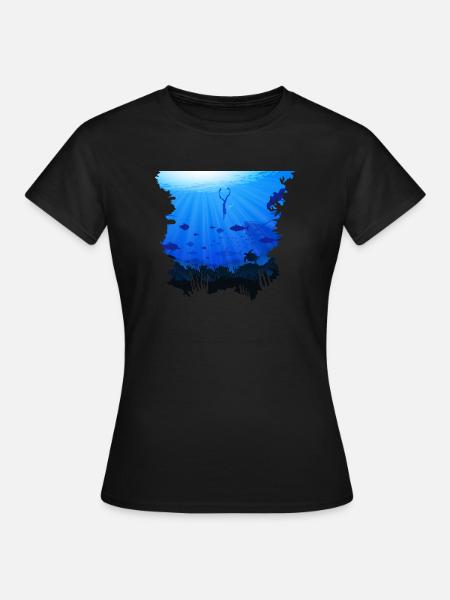 Freedive Diving Apnoe Deep Seas Underwater Diver - Frauen T-Shirt - Schwarz