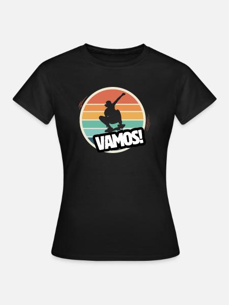 Vamos Retro Skatboard - Frauen T-Shirt - Schwarz