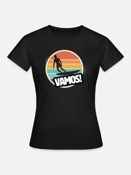 Vamos Retro Surf - Frauen T-Shirt - Schwarz