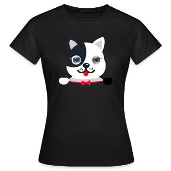 Chat élégant et festif avec un papillon festif rouge - T-shirt Femme - noir - Devant - AI Model Female 172 dark (172cm)