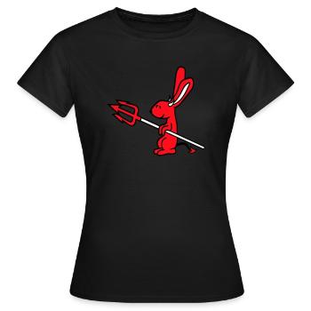 Bunny Devil Démon Mal Satan Enfer Trident Costume - T-shirt Femme - noir - Devant - AI Model Female 172 dark (172cm)
