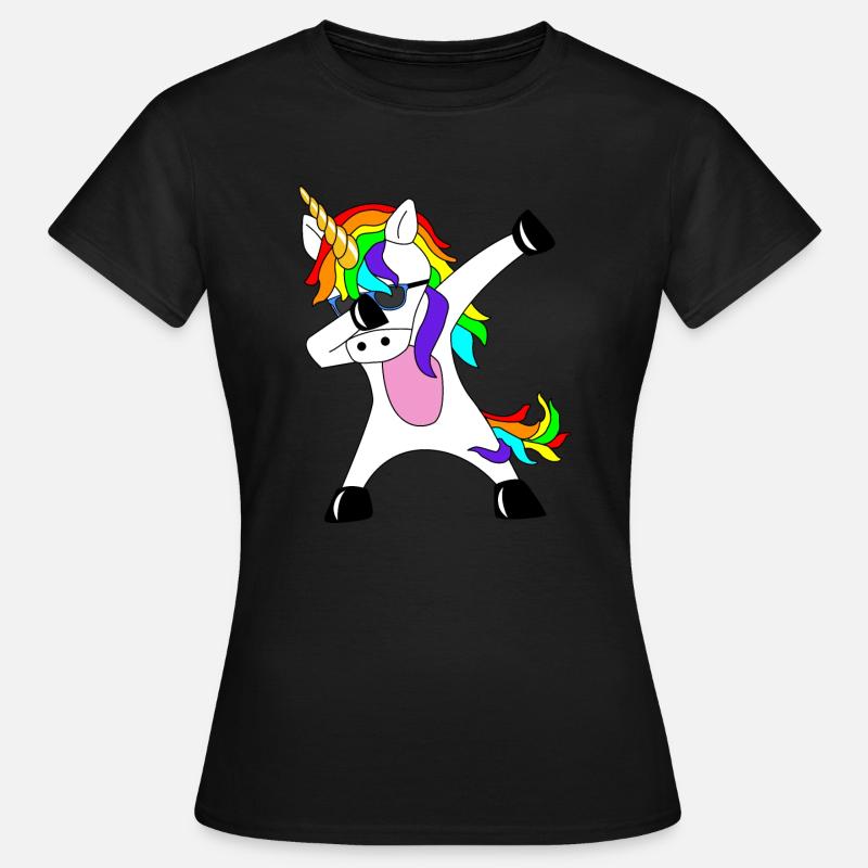 Dabbing Unicorn Geschenkidee Dab dabbendes Einhorn - Dame-T-shirt - sort