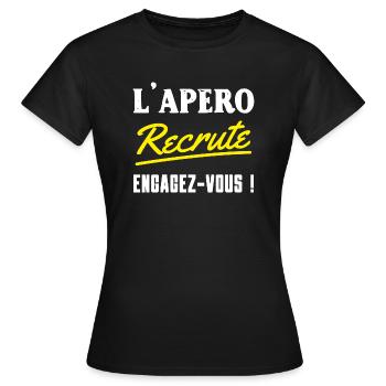 l'apéro recrute cadeau alcool apero - T-shirt Femme - noir - Devant - AI Model Female 172 dark (172cm)
