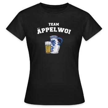 Team Äppelwoi - Apfelwein Bembel Geripptes - Frauen T-Shirt - Schwarz - Vorne - AI Model Female 172 dark (172cm)
