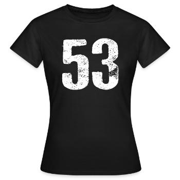 53 Zahl Vintage - Frauen T-Shirt - Schwarz - Vorne - AI Model Female 172 dark (172cm)