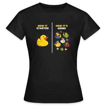 How It Started Yellow Bath Duckling Duckie Rubber - Women's T-Shirt - black - Front - AI Model Female 172 dark (172cm)