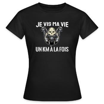 je vis ma vie un km à la fois - T-shirt Femme - noir - Devant - AI Model Female 172 dark (172cm)