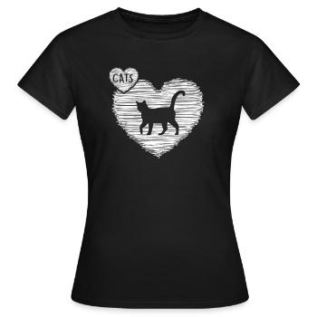 Katze Katzenhaar Mietzekatze "ich liebe katzen" - Frauen T-Shirt - Schwarz - Vorne - AI Model Female 172 dark (172cm)
