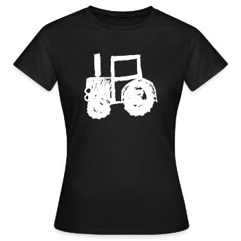 Tractor scribbled gift idea farmer - Women's T-Shirt - black - Front - AI Model Female 172 dark (172cm)