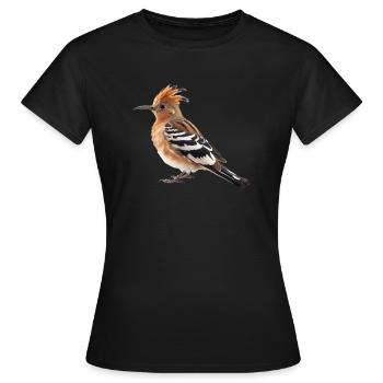 Der Wiedehopf hat einen markanten Kamm - Frauen T-Shirt - Schwarz - Vorne - AI Model Female 172 dark (172cm)
