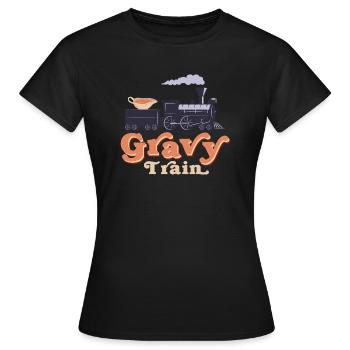 Sauce sauce train alimentaire Thanksgiving - T-shirt Femme - noir - Devant - AI Model Female 172 dark (172cm)