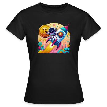 Futuristische Fusion! 🤖💰 KI trifft auf Bitcoin - Frauen T-Shirt - Schwarz - Vorne - AI Model Female 172 dark (172cm)