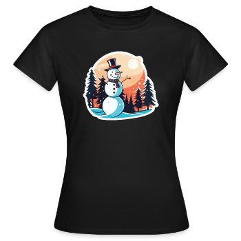 Dessin de Noël bonhomme de neige - T-shirt Femme - noir - Devant - AI Model Female 172 dark (172cm)