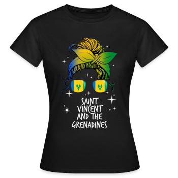 St. Vincent und die Grenadinen - Frauen T-Shirt - Schwarz - Vorne - AI Model Female 172 dark (172cm)
