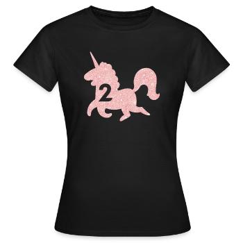 Einhorn zum 2. Jahrestag - Frauen T-Shirt - Schwarz - Vorne - AI Model Female 172 dark (172cm)