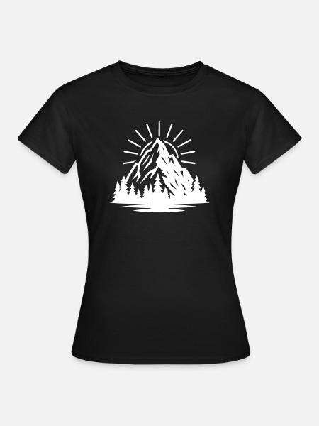 Berg Wald Symbol - Frauen T-Shirt - Schwarz