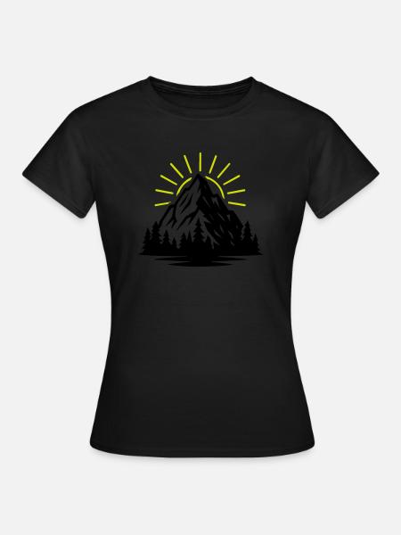 Berg Natur Sonne - Frauen T-Shirt - Schwarz