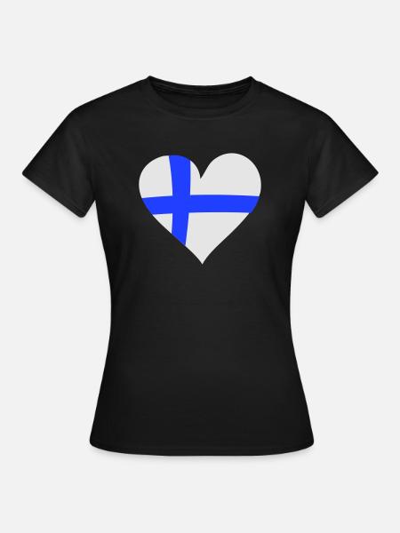 Finnland Herz - Frauen T-Shirt - Schwarz