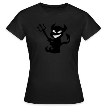Lächeln Böse mit Dreizack - Frauen T-Shirt - Schwarz - Vorne - AI Model Female 172 dark (172cm)