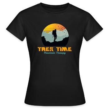 Trek Time, mountain therapy, trekking, hiking - Women's T-Shirt - black - Front - AI Model Female 172 dark (172cm)
