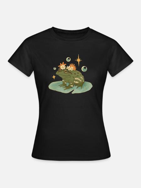 Frosch Aufdruck - Frauen T-Shirt - Schwarz