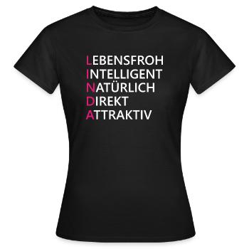 Linda Name Geschenk - Frauen T-Shirt - Schwarz - Vorne - AI Model Female 172 dark (172cm)