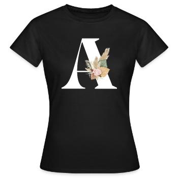Buchstabe A blumig - Frauen T-Shirt - Schwarz - Vorne - AI Model Female 172 dark (172cm)