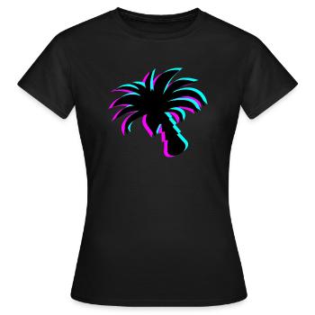 Neon Paradise: UV-leuchtende Palmen-Silhouette - Frauen T-Shirt - Schwarz - Vorne - AI Model Female 172 dark (172cm)
