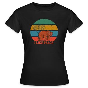 Retro Bear J’aime la paix - T-shirt Femme - noir - Devant - AI Model Female 172 dark (172cm)