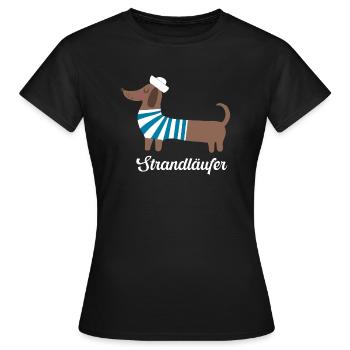 Strandläufer Maritimer Matrosen Sailor Dackel - Frauen T-Shirt - Schwarz - Vorne - AI Model Female 172 dark (172cm)