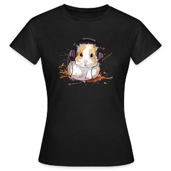 Mikey, der audiophile Hamster - Frauen T-Shirt - Schwarz - Vorne - AI Model Female 172 dark (172cm)