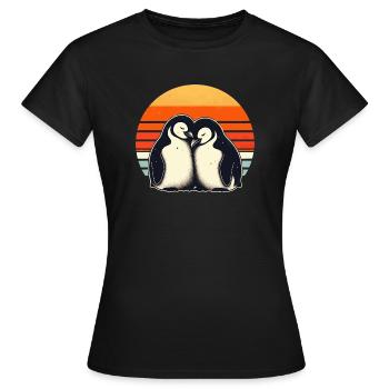 Verliebte Pinguine - Frauen T-Shirt - Schwarz - Vorne - AI Model Female 172 dark (172cm)