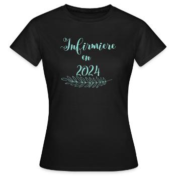 Infirmiere en 2024 - T-shirt Femme - noir - Devant - AI Model Female 172 dark (172cm)