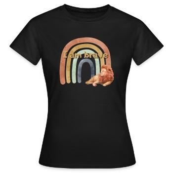 Löwe Mut Stärke Affirmation für Kinder Selbstwert - Frauen T-Shirt - Schwarz - Vorne - AI Model Female 172 dark (172cm)