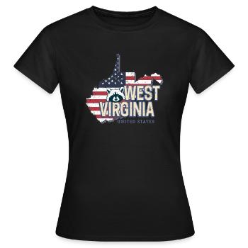 West Virginia Vereinigte Staaten USA Souvenir - Frauen T-Shirt - Schwarz - Vorne - AI Model Female 172 dark (172cm)