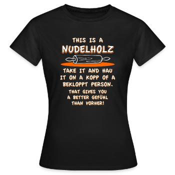 Nudelholz - Frauen T-Shirt - Schwarz - Vorne - AI Model Female 172 dark (172cm)