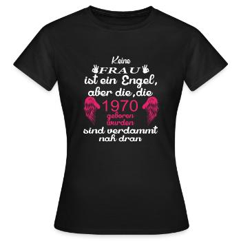 Frau Engel 1970 - Frauen T-Shirt - Schwarz - Vorne - AI Model Female 172 dark (172cm)