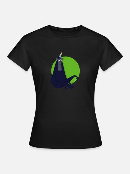 Lustiger Einhorn Affe - Dame-T-shirt - sort