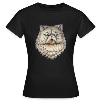 Button the rainbow cat - Women's T-Shirt - black - Front - AI Model Female 172 dark (172cm)