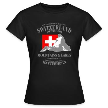 matterhorn, wallis, schweiz, Suisse, Cervin, Valai - Frauen T-Shirt - Schwarz - Vorne - AI Model Female 172 dark (172cm)
