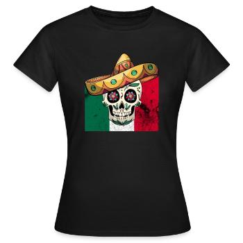 Mexikanischer Schädel - Frauen T-Shirt - Schwarz - Vorne - AI Model Female 172 dark (172cm)