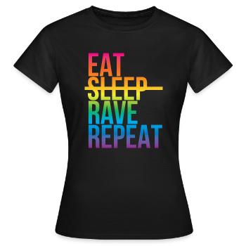Rave - Eat sleep repeat3 - Frauen T-Shirt - Schwarz - Vorne - AI Model Female 172 dark (172cm)