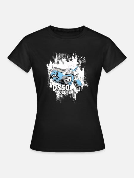 DS50 / Schwalbenfahrer / Ostalgie / Mofa Oldtimer - Frauen T-Shirt - Schwarz